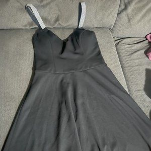 By & by black dress with rhinestone detail